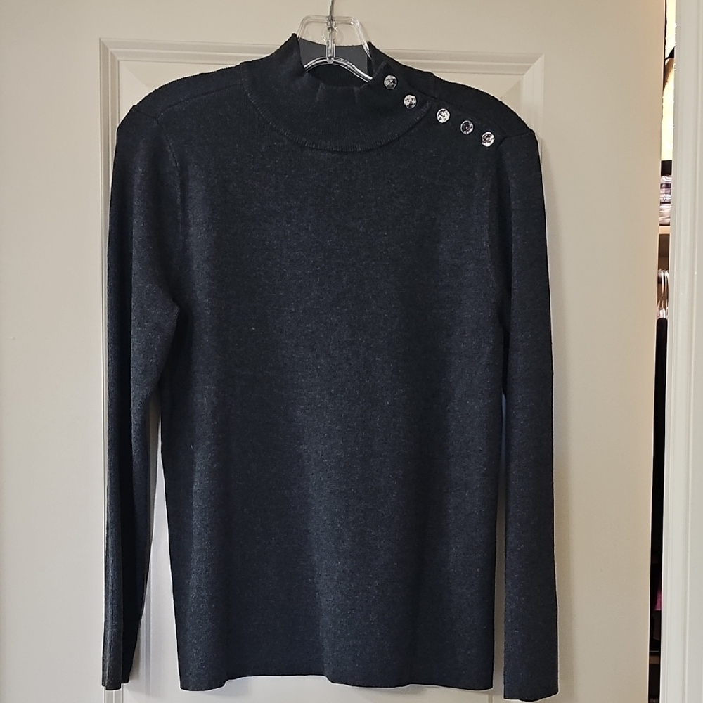 Chico's Gray Cowl Neck Sweater Fine-Knit